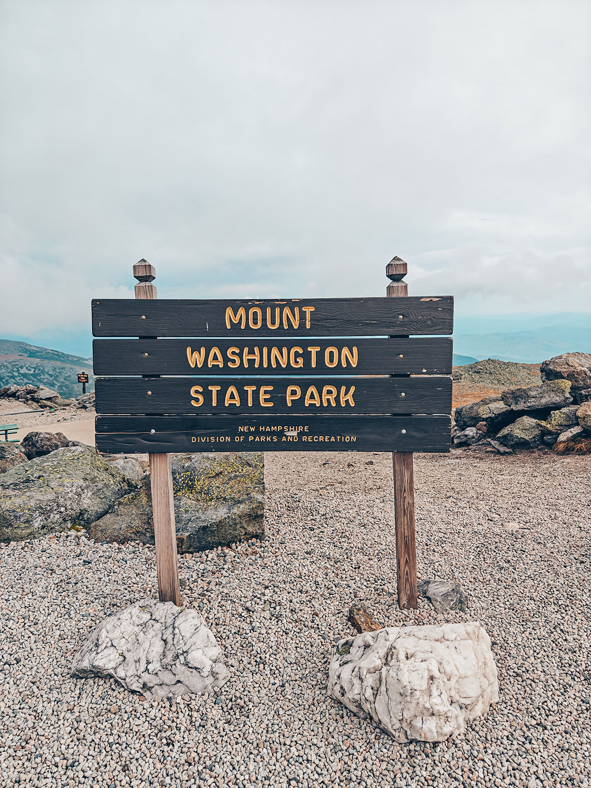 Le panneau de bois « Mount Washington State Park »